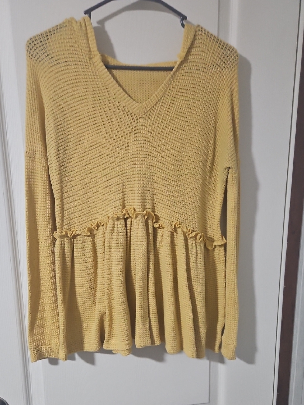Peach Love California Yellow Textured Knit Top